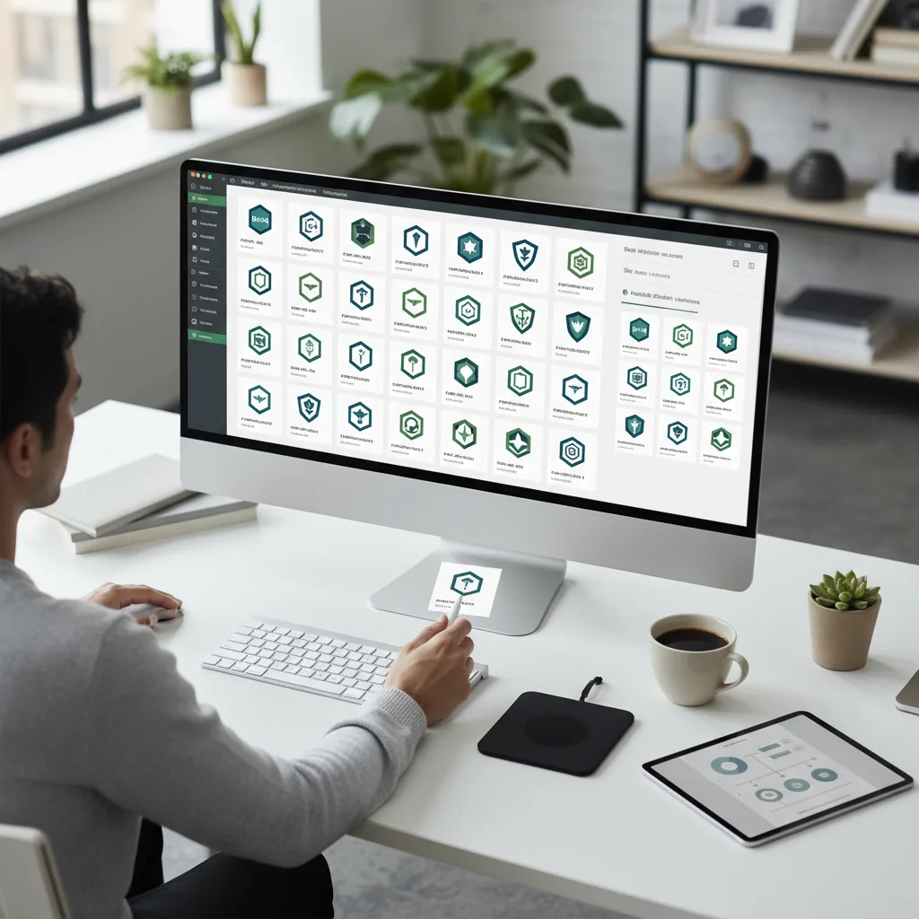 Business asset managers maintaining seal graphics