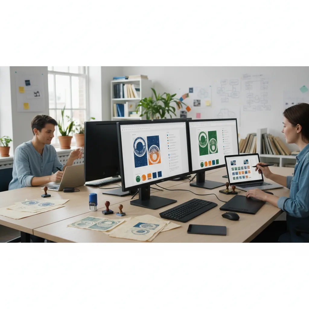 Design and brand teams refining old stamp artwork