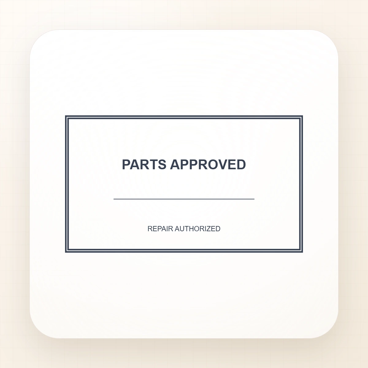 PARTS APPROVED Rectangle Stamp, rectangular Company stamp template in #374151 ink