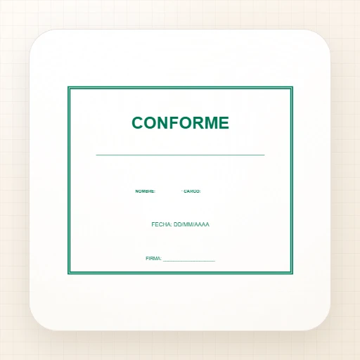Plantilla de sello rectangular para Goma: Sello «Conforme» con espacio para firma
