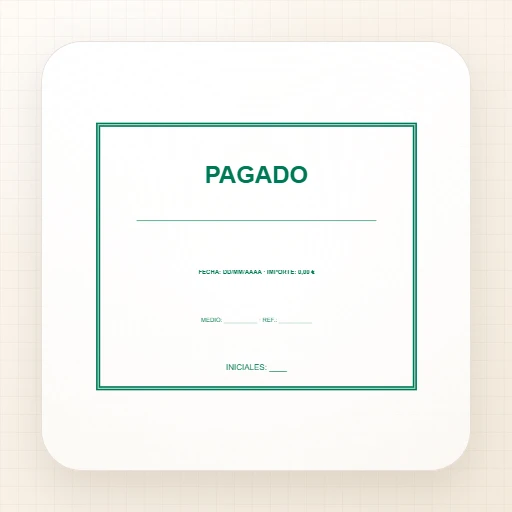 Plantilla de sello rectangular para Goma: Sello «Pagado» con importe y referencia