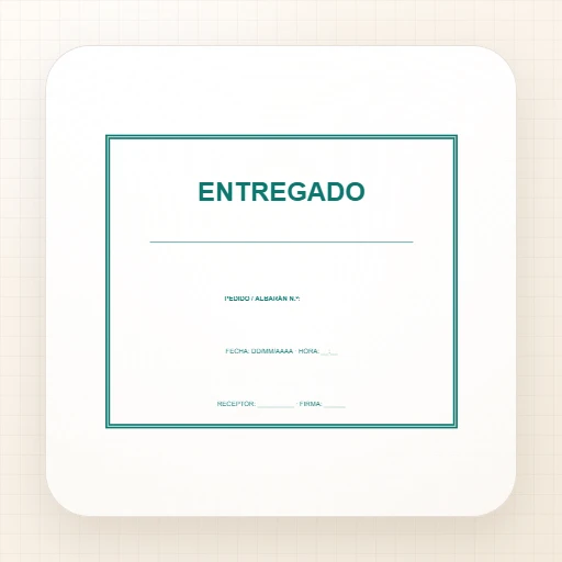 Plantilla de sello rectangular para Goma: Sello «Entregado» con receptor y firma