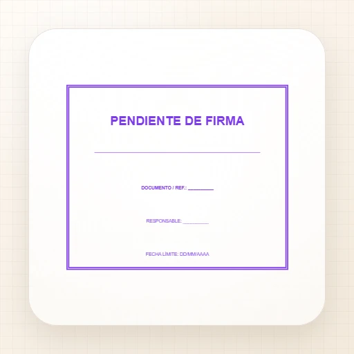 Plantilla de sello rectangular para Goma: Sello «Pendiente de firma»