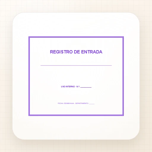 Plantilla de sello rectangular para Goma: Sello de registro de entrada interno