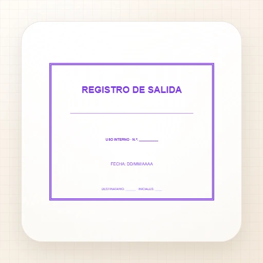 Plantilla de sello rectangular para Goma: Sello de registro de salida interno