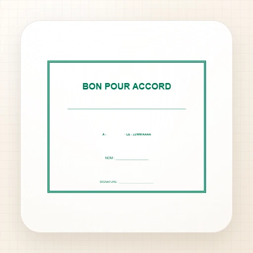 Modèle de tampon Tampon de bureau rectangulaire : Tampon « Bon pour accord » avec signature