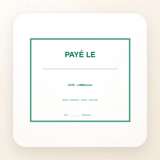 Modèle de tampon Tampon de bureau rectangulaire : Tampon « Payé le » avec date