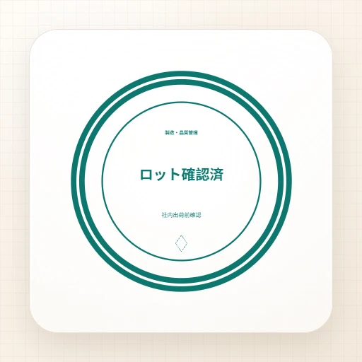 事務用ゴム印・丸形のテンプレート：ロット確認済スタンプ（丸形）