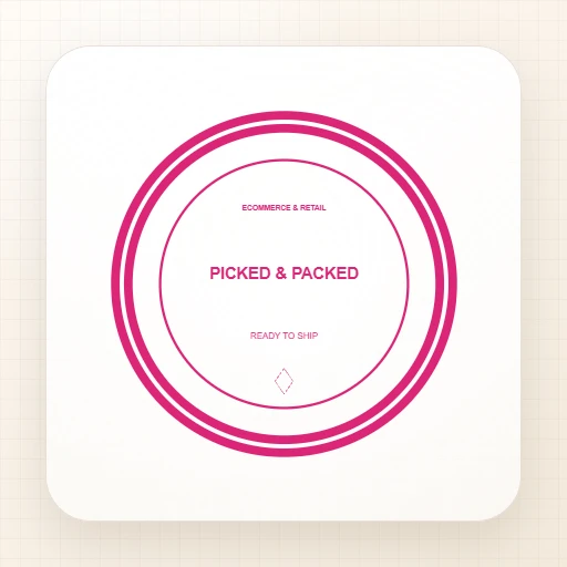 round Digital stamp template: PICKED & PACKED Round Stamp