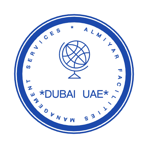 round Company stamp template: Create a Circular Dubai UAE Business Stamp with Globe Logo | Starting - №26198