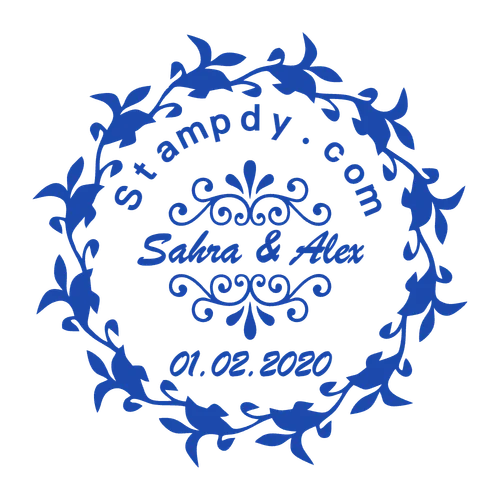 round Wedding stamp template: Make the individual seal of round shape online with Stampdy №13478