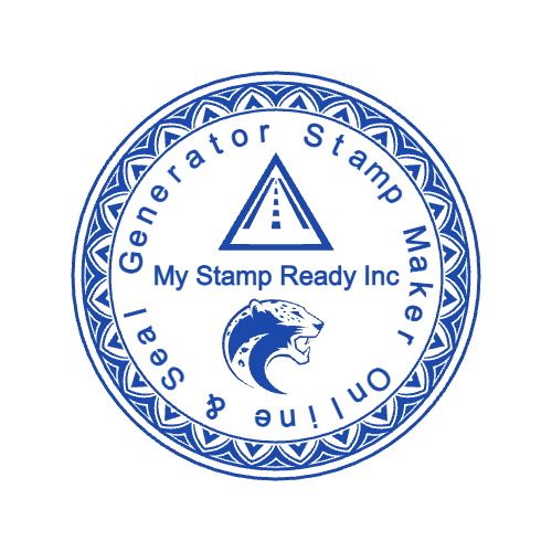 round Rubber stamp template: Design an Elegant Round Stamp with Dual Logos and Beautiful Border - №57163