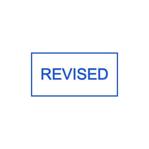 square Digital stamp template: online maker Text stamp with text: REVISED - №86918