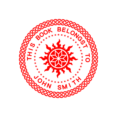 round Seal stamp template: Red Stamp and book - №57900