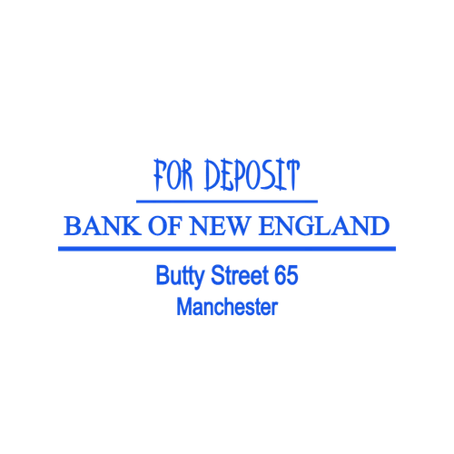 square Digital stamp template: Bank Deposit Only Stamp Template with Address - Bank of New England Style