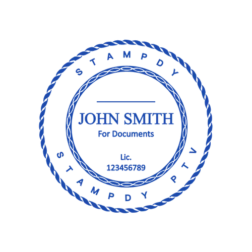 round Company stamp template: Professional Online Stamp Template - License & Document Seal