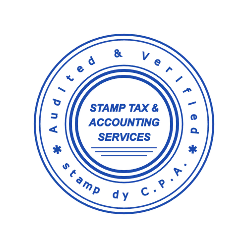 round Company stamp template: Accounting Online Stamp - CPA Tax & Services Seal Template