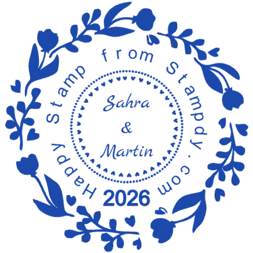 round Wedding stamp template: Martin & Sahra wedding date seal from online stamp maker - №5510115