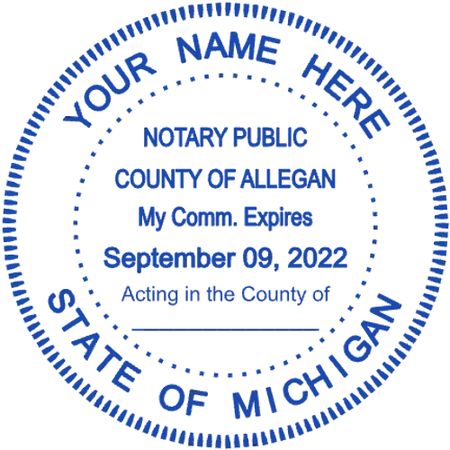 round Notary stamp template: Allegan County Michigan Notary Stamp Generator - №1775100670947
