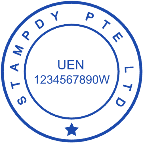 round Rubber stamp template: Round UEN-Style Star Rubber Stamp — stamp online - №1777774925638