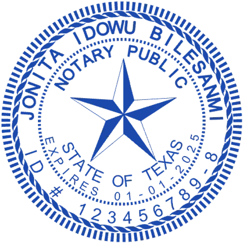 round Rubber stamp template: Round Texas Notary-Style Circular Stamp — stamp generators - №1777776978370