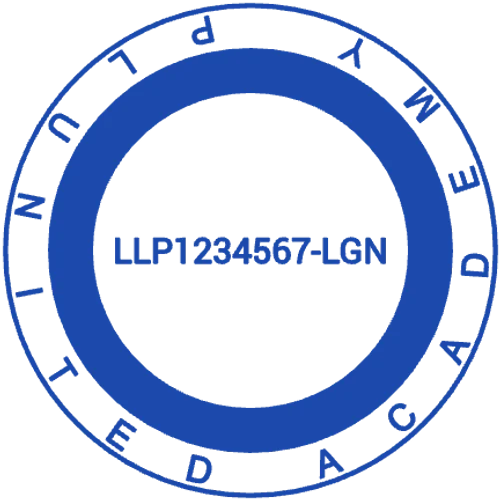 round Company stamp template: PL United Academy Thick Ring LLP Seal - stamp maker online