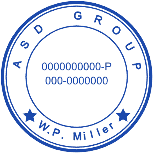 round Company stamp template: ASD Group W.P. Miller Number Seal - stamp maker