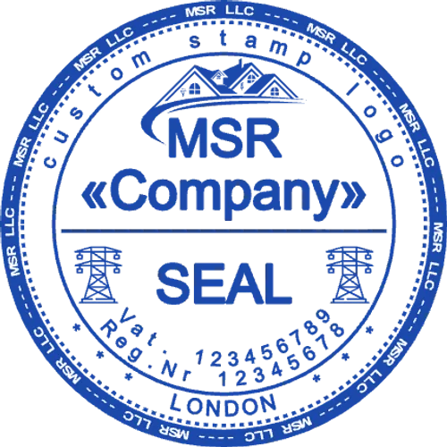 圆形公司印章模板：MSR LLC Construction and Energy Company Seal - stamp maker