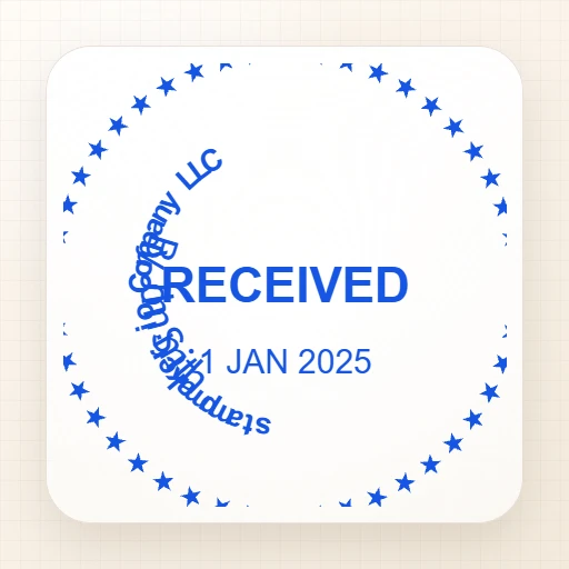 round Digital stamp template: Online Maker date stamp template for stampmaker.io- №35240