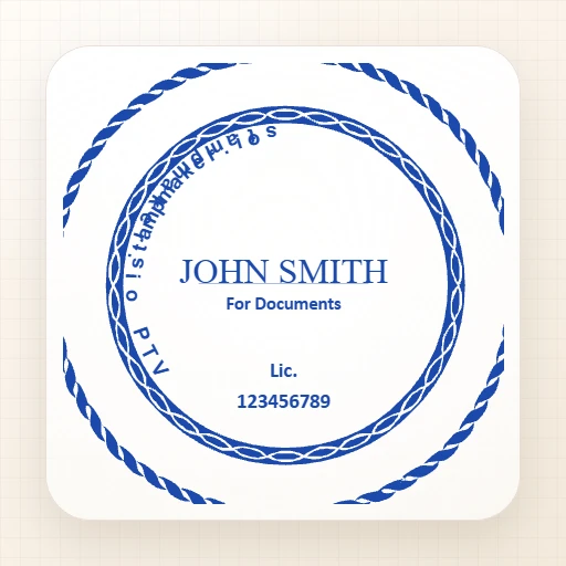 round Company stamp template: Professional Online Stamp Template - License & Document Seal