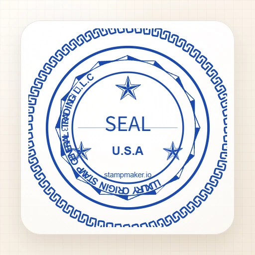 round Company stamp template: Company Seal Stamp Maker - U.S.A Trading License Template