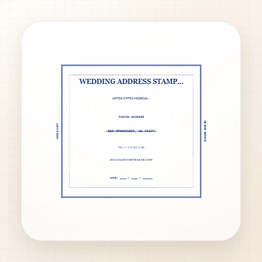 rectangular American address stamp template with wedding address stamp - romantic